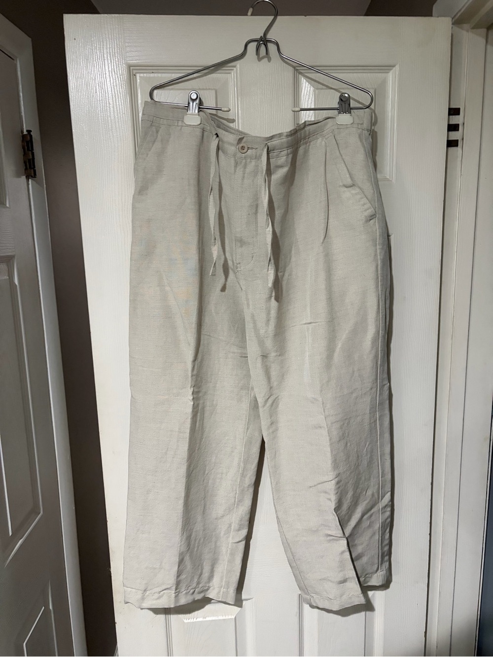Cubavera Men's Cream Drawstring Linen-Blend Chinos
